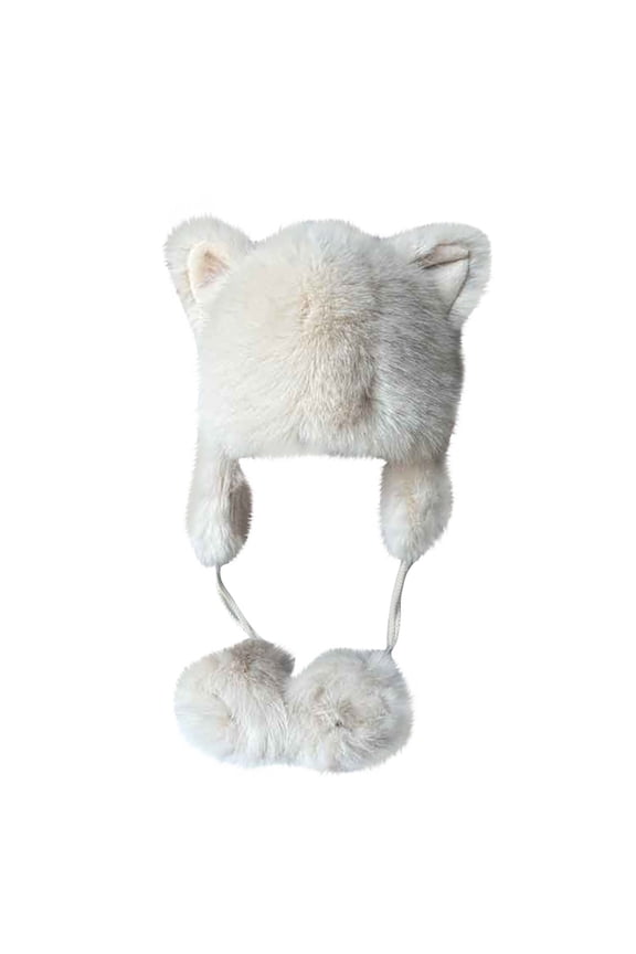 Fuzzy Hat for Women Winter Warm Cute Plush Ear Protection Hat Fleece Soft Comfort Trendy Solid Color Hat