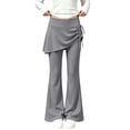 thumbnail image 1 of hotojiny Girl Flare Legging with Skirt Kids Cute Workout Yoga Pants Side Drawstring Bell Bottoms High Waisted Skirted Pant(Gray,13-14 Years), 1 of 9