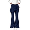 thumbnail image 1 of hotojiny Girl Flare Legging with Skirt Kids Cute Workout Yoga Pants Side Drawstring Bell Bottoms High Waisted Skirted Pant(Navy,9-10 Years), 1 of 9