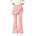 thumbnail image 1 of hotojiny Girl Flare Legging with Skirt Kids Cute Workout Yoga Pants Side Drawstring Bell Bottoms High Waisted Skirted Pant(Pink,9-10 Years), 1 of 9