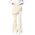 thumbnail image 1 of hotojiny Girl Flare Legging with Skirt Kids Cute Workout Yoga Pants Side Drawstring Bell Bottoms High Waisted Skirted Pant(White,14-15 Years), 1 of 9