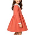 thumbnail image 1 of hotojiny Girl Long Sleeve Dress Lace Trim Collared Fall Clothes Knee Length Flowy A-Line Corduroy Dresses Children Clothes(Orange,2-3 Years), 1 of 9