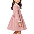 thumbnail image 1 of hotojiny Girl Long Sleeve Dress Lace Trim Collared Fall Clothes Knee Length Flowy A-Line Corduroy Dresses Children Clothes(Pink,2-3 Years), 1 of 9