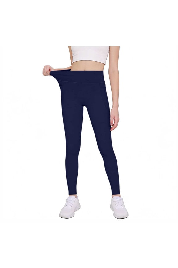 Girls' Athletic Leggings with Pockets High Waist Soft Tights Kids Teen Dance Yoga Workout Running Pants for 5-13 Years