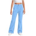thumbnail image 1 of hotojiny Girls Corduroy Pants Casual Loose Wide Leg Kids Trousers with Pockets Comfy Pull on Plain Uniform Pants(Blue,5-6 Years), 1 of 8