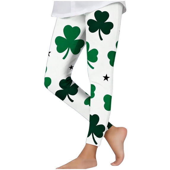hotojiny Girls Leggings St. Patrick's Day Gift for Kids Elastic Waist Tights Pants Stretchy Slim Fit Soft Trousers Toddler 3-8 T