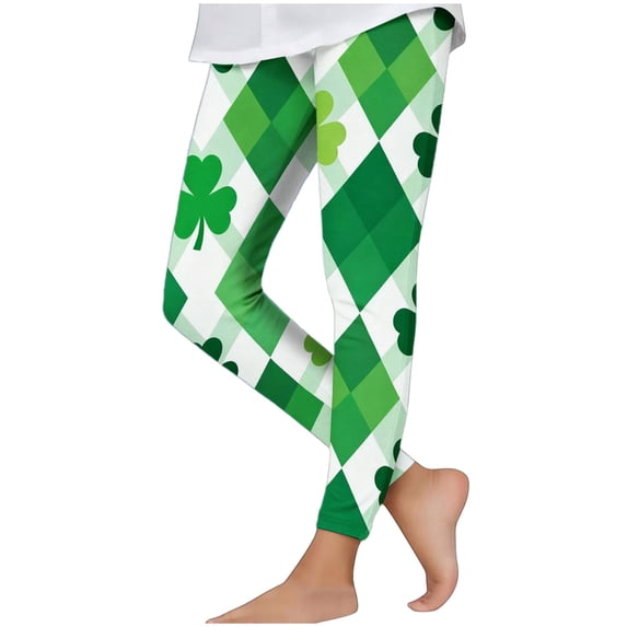 hotojiny Girls Leggings St. Patrick's Day Gift for Kids Elastic Waist Tights Pants Stretchy Slim Fit Soft Trousers Toddler 3-8 T