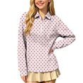 thumbnail image 1 of hotojiny Girls Long Sleeve Shirt Half Zip Collar Polka Dot Print Casual Loose Pullover Sports Top for Fall Winter(Pink,7-8 Years), 1 of 7