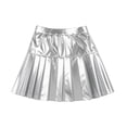 thumbnail image 1 of hotojiny Girls Pleated Skirt Sparkle Glitter Elastic Waist Skort Kids Party Dance A-Line Skirt with Built-In Shorts(Silver,3-4 Years), 1 of 7