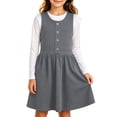 thumbnail image 1 of hotojiny Girls Solid Sleeveless Jumper Dress Button Decorative Pinafore Dress Kids Casual A-Line Tank Dress Back-to-School(Gray,13-14 Years), 1 of 8