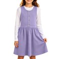 thumbnail image 1 of hotojiny Girls Solid Sleeveless Jumper Dress Button Decorative Pinafore Dress Kids Casual A-Line Tank Dress Back-to-School(Purple,13-14 Years), 1 of 8