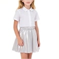 thumbnail image 1 of hotojiny Girls Sparkle Skirt Kids Elastic Waist Glitter Sequin Skirts for Birthday Party Dance Outfit(Silver,15-16 Years), 1 of 7