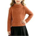 thumbnail image 1 of hotojiny Girls Turtleneck Sweater Long Sleeve Thermal Fall Winter Shirts Ribbed Knit Tops Casual Basic Layering Kids Outfit(Orange,11-12 Years), 1 of 6