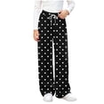 thumbnail image 1 of hotojiny Girls Wide Leg Sweatpants Polka Dot Print Baggy Pant with Drawstring Casual Elastic Waist Loose Athletic Pants(Black,11-12 Years), 1 of 6