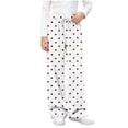 thumbnail image 1 of hotojiny Girls Wide Leg Sweatpants Polka Dot Print Baggy Pant with Drawstring Casual Elastic Waist Loose Athletic Pants(White,14-15 Years), 1 of 6