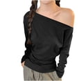 thumbnail image 1 of hotojiny Going Out Tops for Women Spring Fashion One-Off Shoulder Long Sleeve Ruched T Shirt Casual Loose Comfy Blouse, 1 of 4