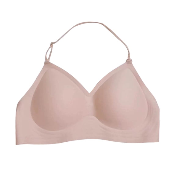 hotojiny Halter Bras for Women Removable Spaghetti Strap Bra Wireless Full Coverage Bralette Summer Comfortable Everyday Bras