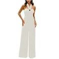 thumbnail image 1 of hotojiny Halter Jumpsuit for Women Elegant Sleeveless Backless Dressy Casual Wide Leg Rompers Vacation Summer One-Piece Outfits, 1 of 4
