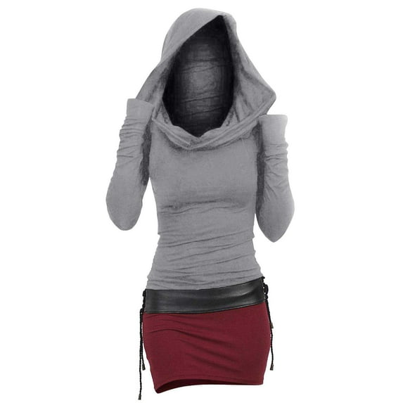 hotojiny Hoodie Mini Dress for Women Comfy Ruched Vintage Party Dresses Fashion Long Sleeve Bodycon Pencil Dress