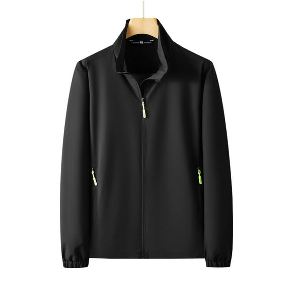 hotojiny Jackets for Men Big and Tall Lightweight Windbreaker Zipper Work Coat 2025 Fall Trendy Fishing Golf Hiking Outdoor Outerwear