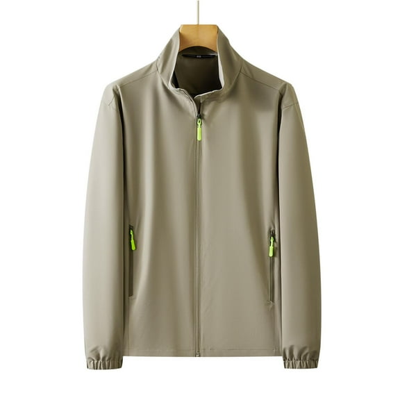 hotojiny Jackets for Men Big and Tall Lightweight Windbreaker Zipper Work Coat 2025 Fall Trendy Fishing Golf Hiking Outdoor Outerwear
