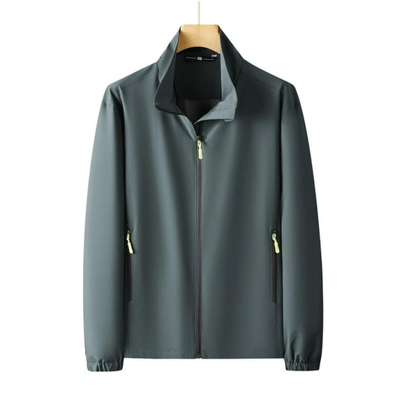 hotojiny Jackets for Men Big and Tall Lightweight Windbreaker Zipper Work Coat 2025 Fall Trendy Fishing Golf Hiking Outdoor Outerwear