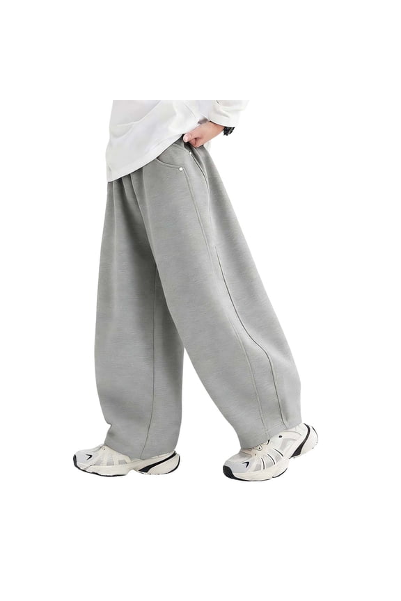 Kids Boys Baggy Sweatpants Teens Wide Leg Open Bottom Pants Spring Lightweight Drawstring Trousers with Pockets 4-15 T