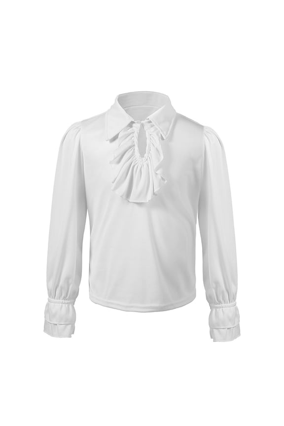 Kids Toddler Girl Dress Shirt Baby Boys Loose Long Sleeve Collar Shirt Child Ruffle Blouse Solid Color Basic Top for Birthday