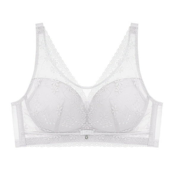 hotojiny Lace Bras for Women Cute No Underwire Mesh Deep V Neck Bras Breathable Full Coverage Seamless Push up Everyday Bras