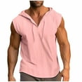 thumbnail image 1 of hotojiny Linen Shirts for Men Lightweight Sleeveless Shirts with Hood Loose Fit Breathable Boho Beach Cotton Linen Hoodie S-3XL, 1 of 7