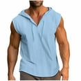 thumbnail image 1 of hotojiny Linen Shirts for Men Lightweight Sleeveless Shirts with Hood Loose Fit Breathable Boho Beach Cotton Linen Hoodie S-3XL, 1 of 7