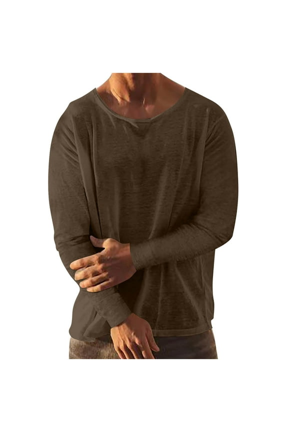 Linen shirts for men casual Long Sleeve Yoga tops Summer Beach clothes Lightweight Plain Casual Tees