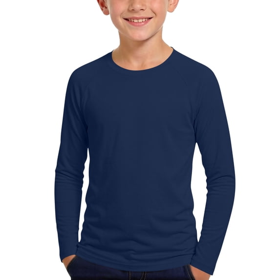 hotojiny Little Boys Long Sleeve Shirt Lightweight Active Athletic T-Shirt Rash Guard Quick Dry Performance Tees Tops for 5-14 Y