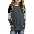 thumbnail image 1 of hotojiny Little Girls Boys Long Sleeve Shirts Kids Clothes Casual Crewneck Thermal Base Layer Tops Lightweight Fashion Tees 4-14 Years, 1 of 6