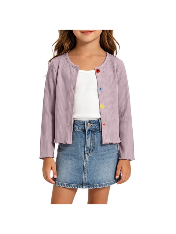 Little Girls Cardigan Sweater Toddler Button down Long Sleeve Knitwear Baby Infant Clothes for Spring Fall 0-9 T