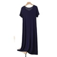 thumbnail image 1 of hotojiny Long Nightgowns for Women Plain Short Sleeve House Dress Soft Night Shirts Breathable Full Length Loungwear, 1 of 5