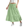 thumbnail image 1 of hotojiny Long Skirt for Girls Kids Drawstring A-Line Midi Skirts High Waist Tiered Flowy Ruffle Beach Vaction Outfit(Green,14-15 Years), 1 of 9