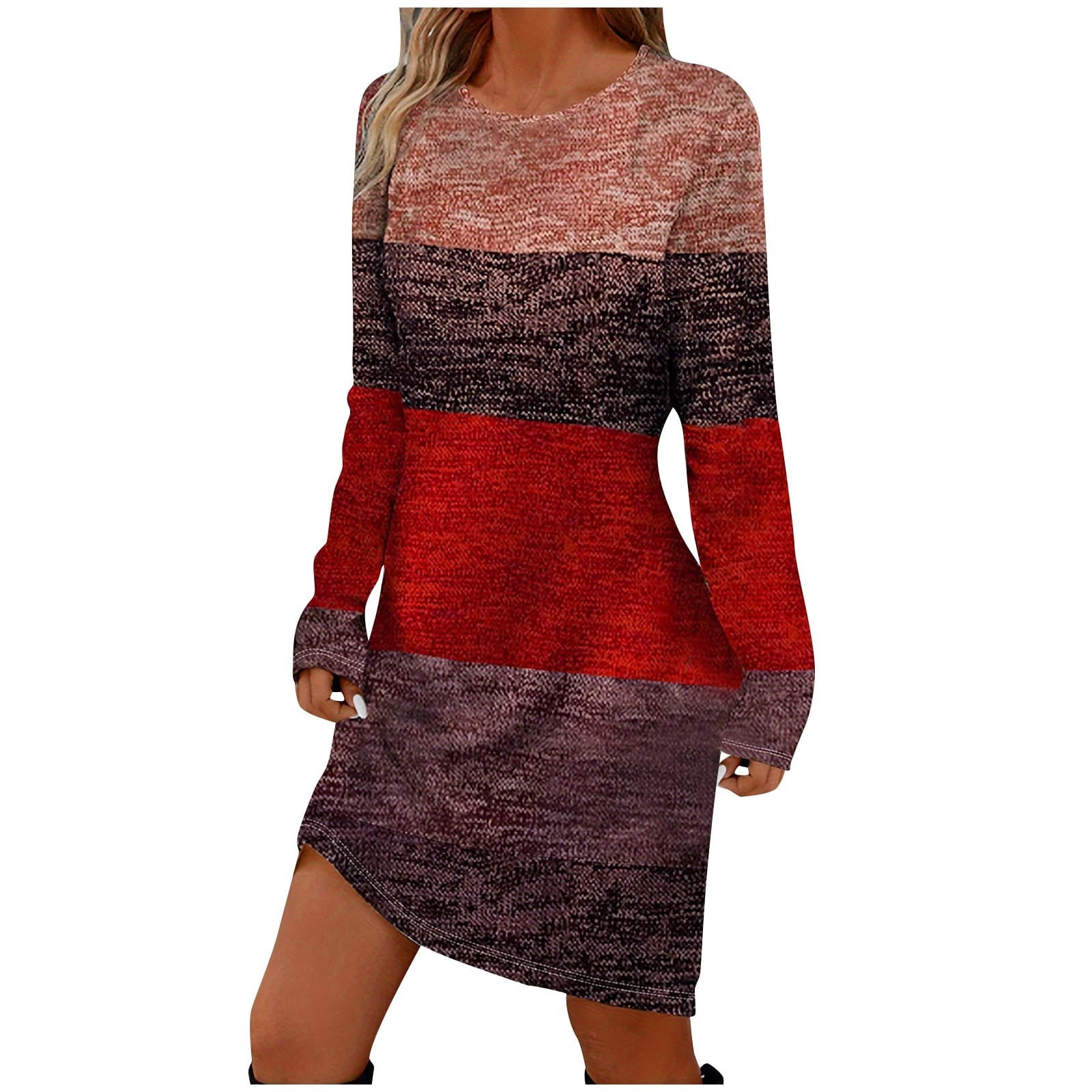 hotojiny Long Sleeve Dress for Women Casual Fashion Spring Summer Mini ...