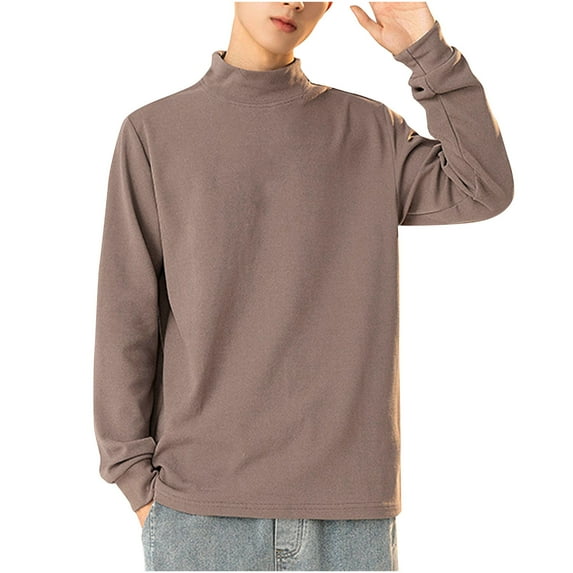 hotojiny Long Sleeve Shirt for Men Fashion Mock Turtleneck Pullover Casual Thermal Base Layer Undershirt Tops for Big and Tall