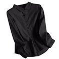 thumbnail image 1 of hotojiny Long Sleeve Shirt for Women Spring Clothes Cotton Linen Breathable Collar Solid Color Tee for Work Business, 1 of 3