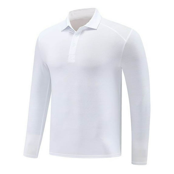 hotojiny Long Sleeve Shirts for Men Classic Solid Color Golf Shirts Stretchy Work Athletic Casual Collared Tops