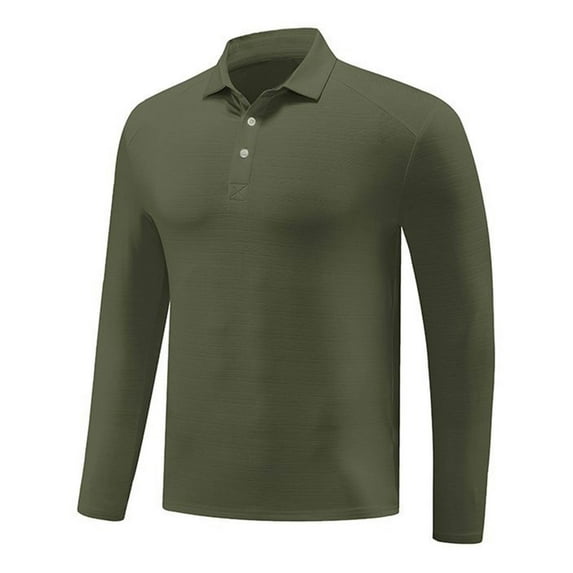 hotojiny Long Sleeve Shirts for Men Classic Solid Color Golf Shirts Stretchy Work Athletic Casual Collared Tops