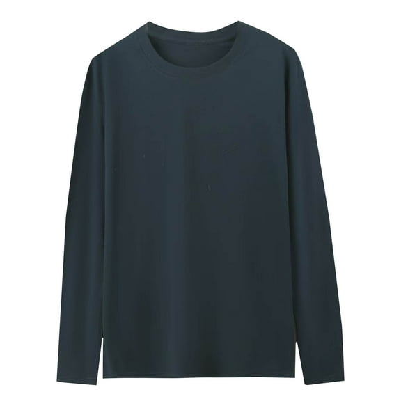 hotojiny Long Sleeve Shirts for Men Lightweight Solid Color T Shirt Casual Basic Fall Shirts Stretch Crew Neck Undershirts M-5XL