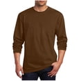 thumbnail image 1 of hotojiny Long Sleeve Shirts for Men Plus Size Crew Neck T Shirt Casual Solid Color Stretch T-Shirts Spring Fall Pullover Tops, 1 of 5