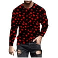 thumbnail image 1 of hotojiny Long Sleeve Shirts for Men Valentine's T-Shirt Heart Printed Tees Cute Crew Neck Pullover Top Valentine's Day Outfit, 1 of 5