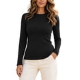 thumbnail image 1 of hotojiny Long Sleeve Shirts for Women Basic Crew Neck Slim Fit Tops Fall Winter Thermal T-Shirts Base Layer Tees(Black,Large), 1 of 7