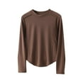 thumbnail image 1 of hotojiny Long Sleeve Shirts for Women Fall Winter Warm Crew Neck Fitted Tops Thermal Undershirt Curved Hem Stretch Base Layer Soft Tee, 1 of 4