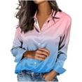 thumbnail image 1 of hotojiny Long Sleeve Shirts for Women Satin Silk Button Down Casual Outfits Loose Fit Gradient Blouses Fashion Clothing, 1 of 5