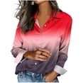 thumbnail image 1 of hotojiny Long Sleeve Shirts for Women Satin Silk Button Down Casual Outfits Loose Fit Gradient Blouses Fashion Clothing, 1 of 5