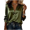 thumbnail image 1 of hotojiny Long Sleeve Shirts for Women Satin Silk Button up Dressy Casual Blouses Spring Fall Clothes Business Office Womens Tops, 1 of 5